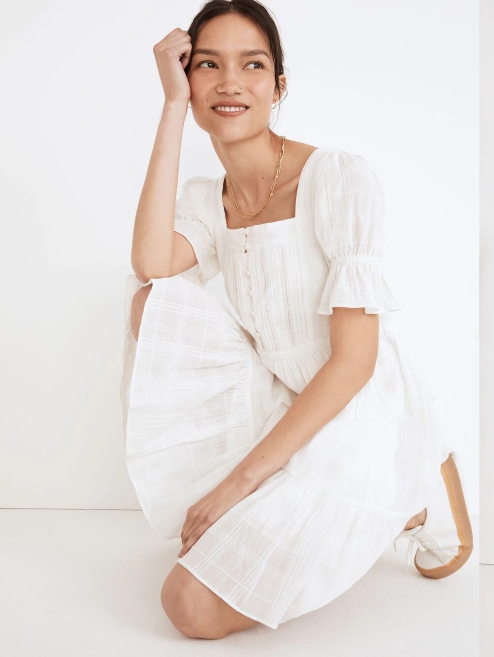 Madewell Puff-Sleeve Drawstring Mini Dress